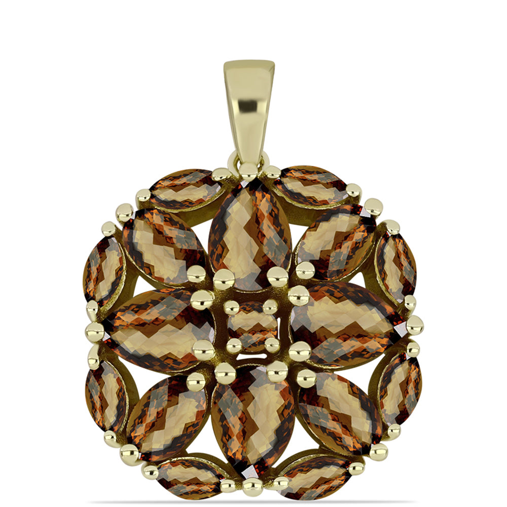 Goldplattierter Silberanhänger mit Cognac-Quarz 1 