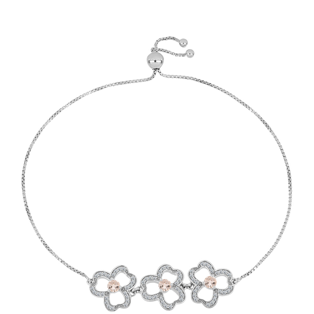 Silberarmband mit Morganit aus Gozareh und weißem Topas