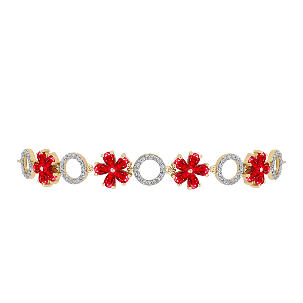 Goldplattiertes Silberarmband mit rotem Achat und weißem Topas 2 