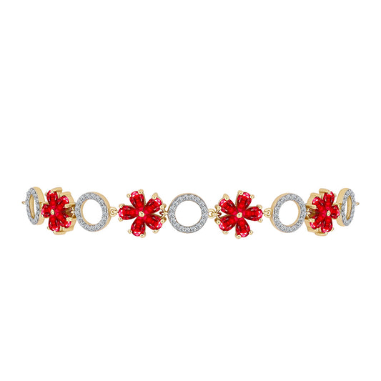 Goldplattiertes Silberarmband mit rotem Achat und weißem Topas