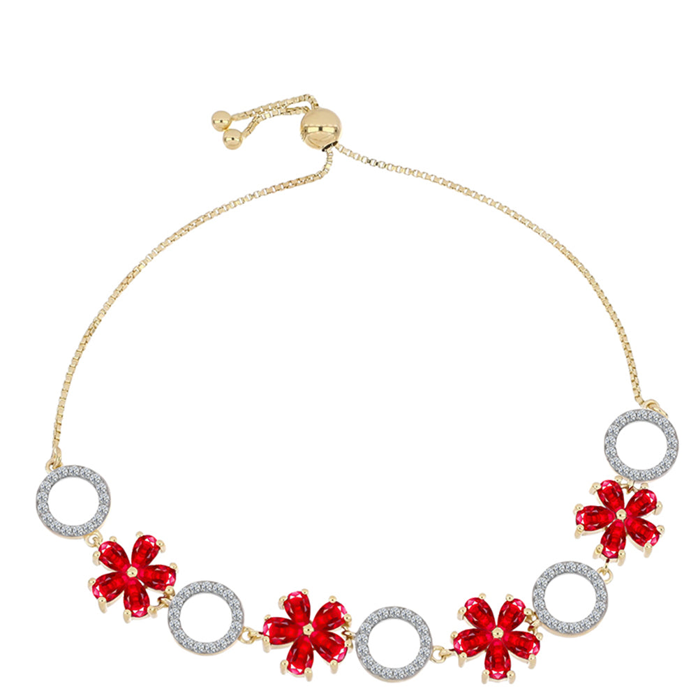 Goldplattiertes Silberarmband mit rotem Achat und weißem Topas