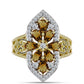 Goldplattierter Silberring mit Cognac-Quarz und weißem Topas