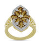 Goldplattierter Silberring mit Cognac-Quarz und weißem Topas