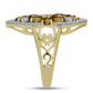 Goldplattierter Silberring mit Cognac-Quarz und weißem Topas