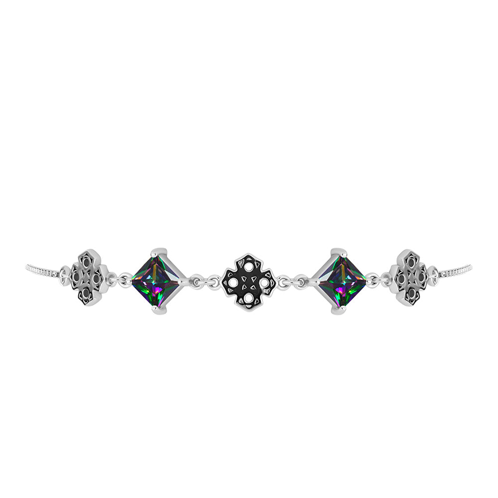 Silberarmband mit brasilianischem grünem mystischem Quarz 2 