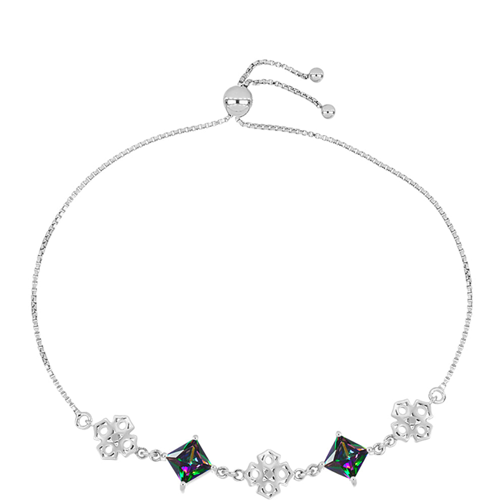 Silberarmband mit brasilianischem grünem mystischem Quarz 1 