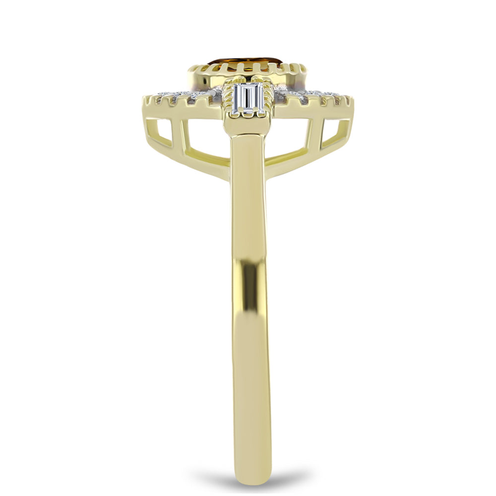 Goldplattierter Silberring mit Cognac-Quarz und weißem Topas 4 