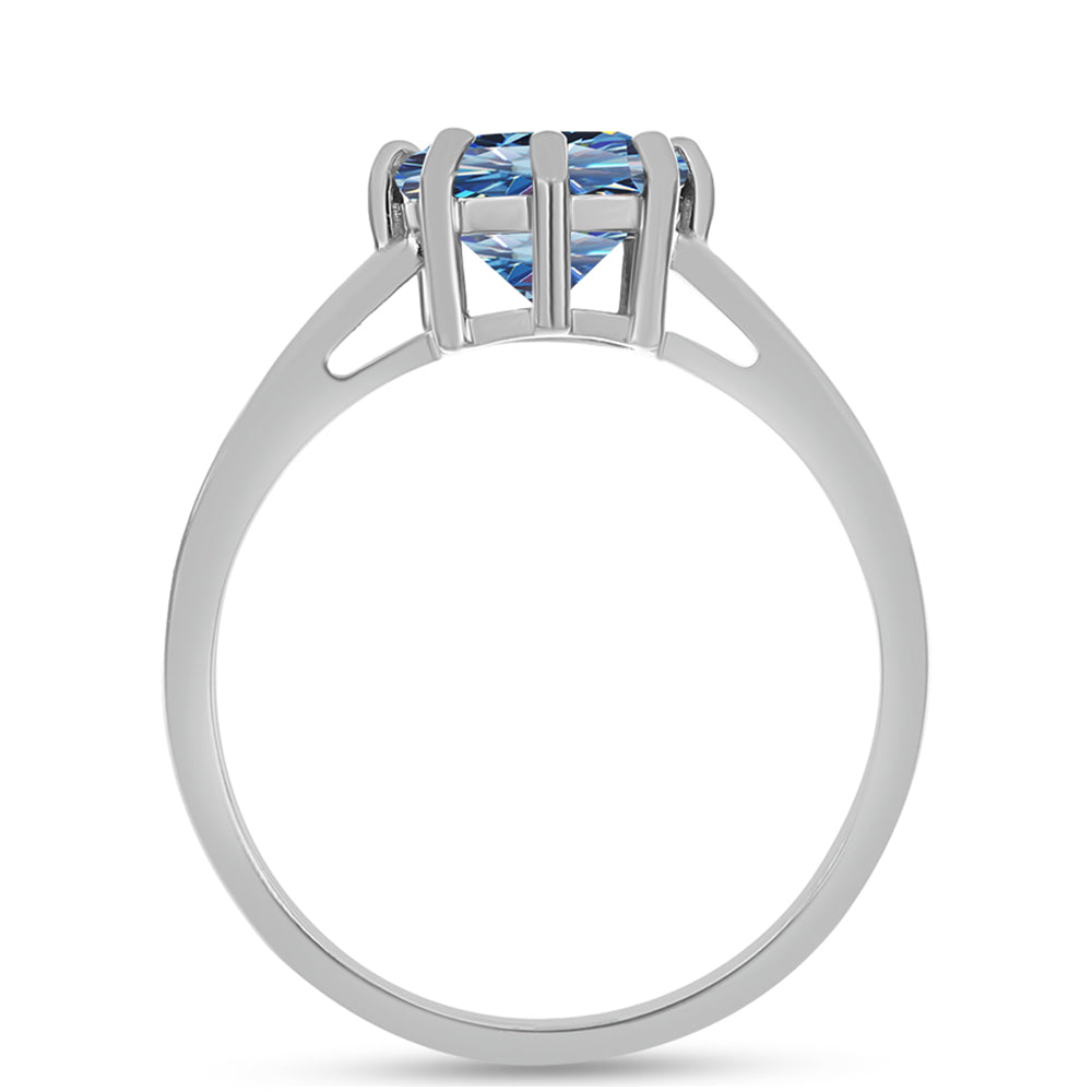 Silberring mit Ozeanblauem Moissanit