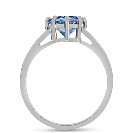 Silberring mit Ozeanblauem Moissanit