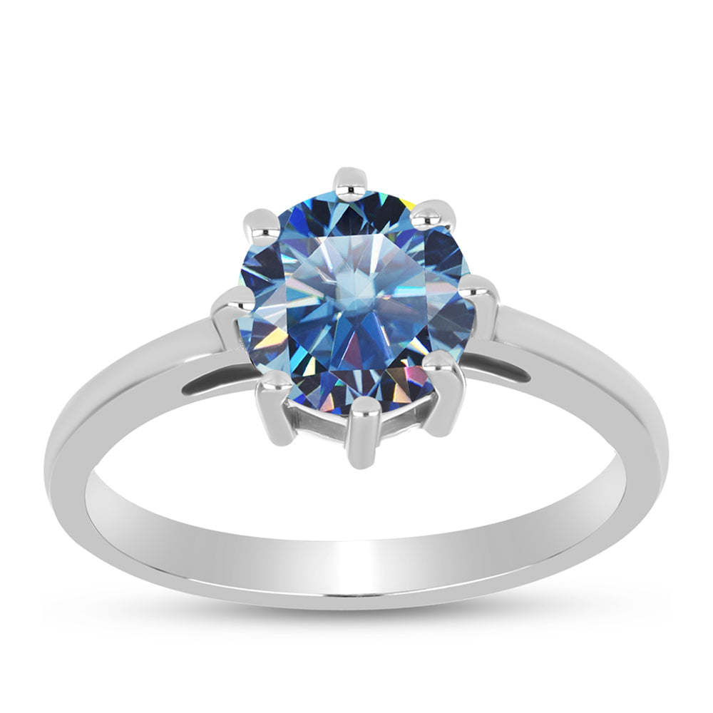 Silberring mit Ozeanblauem Moissanit 3 
