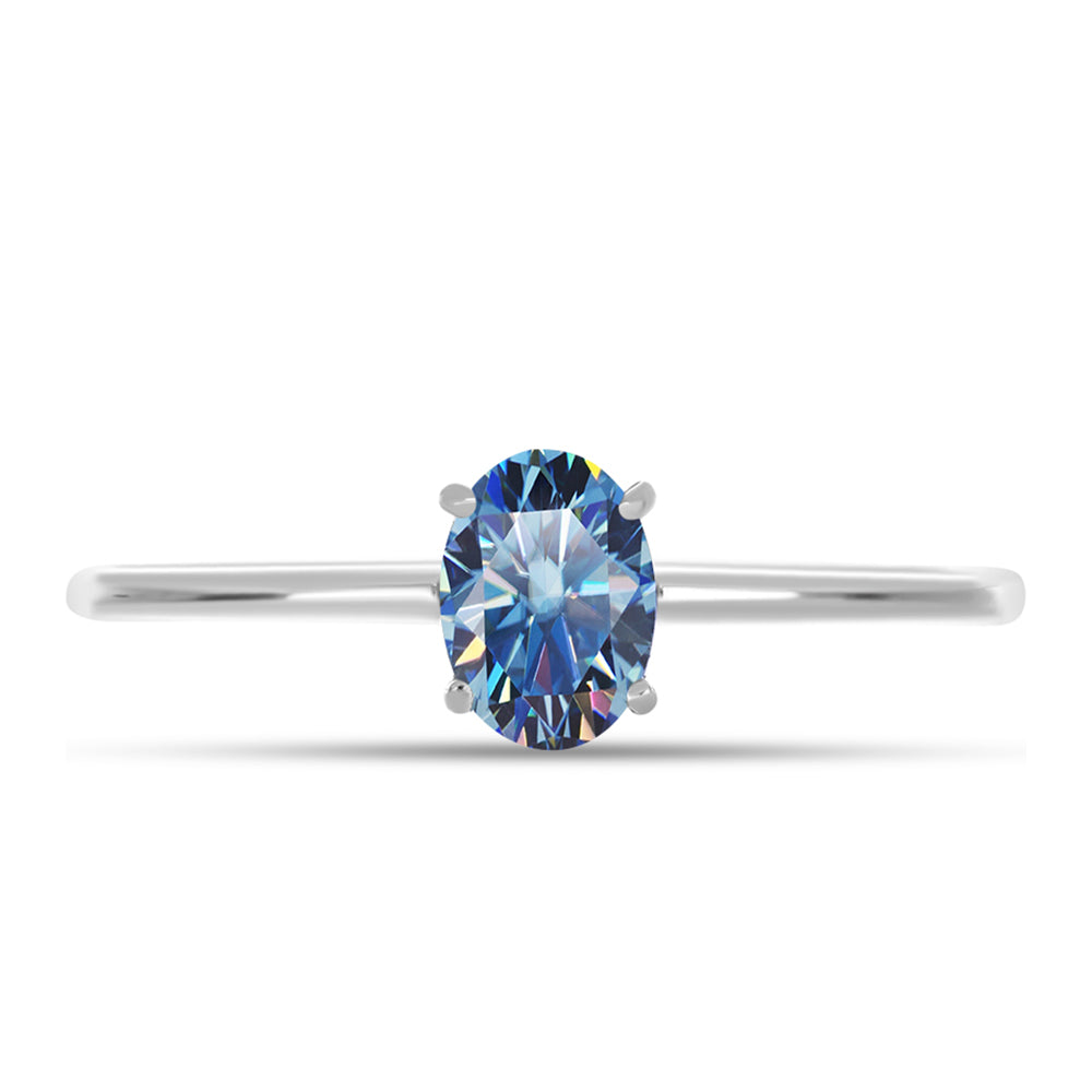 Silberring mit Ozeanblauem Moissanit 1 