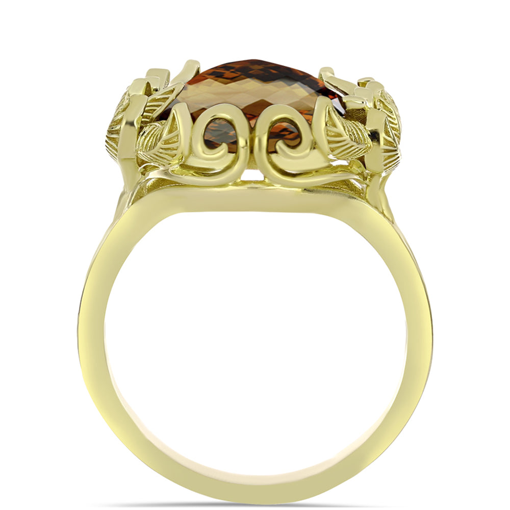 Goldplattierter Silberring mit Cognac-Quarz 2 