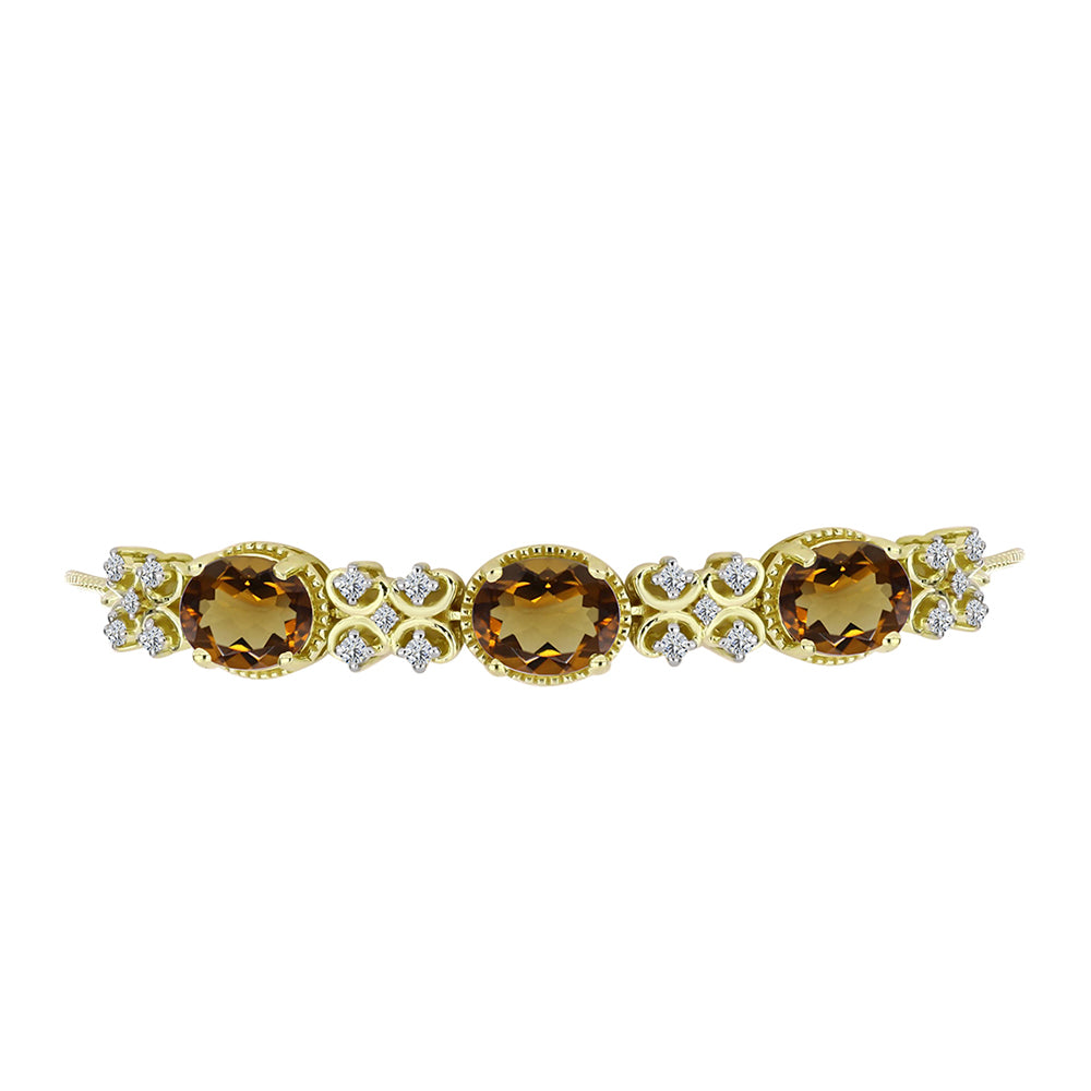 Goldplattiertes Silberarmband mit Cognac-Quarz und weißem Topas 2 