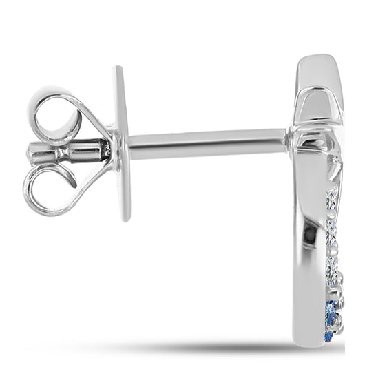 Silberohrringe mit Ozeanblauem Moissanit und weißem Topas