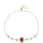 Goldplattiertes Silberarmband mit rotem Achat und weißem Topas