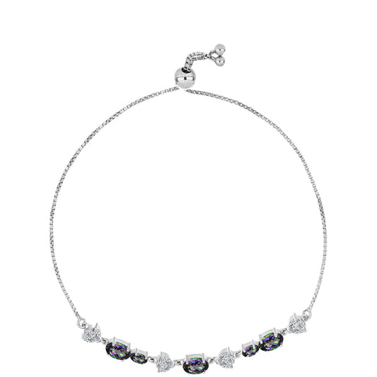 Silberarmband mit brasilianischem grünem mystischem Quarz und weißem Topas