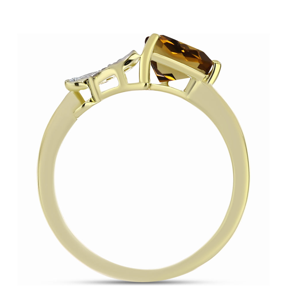 Goldplattierter Silberring mit Cognac-Quarz und weißem Topas 2 