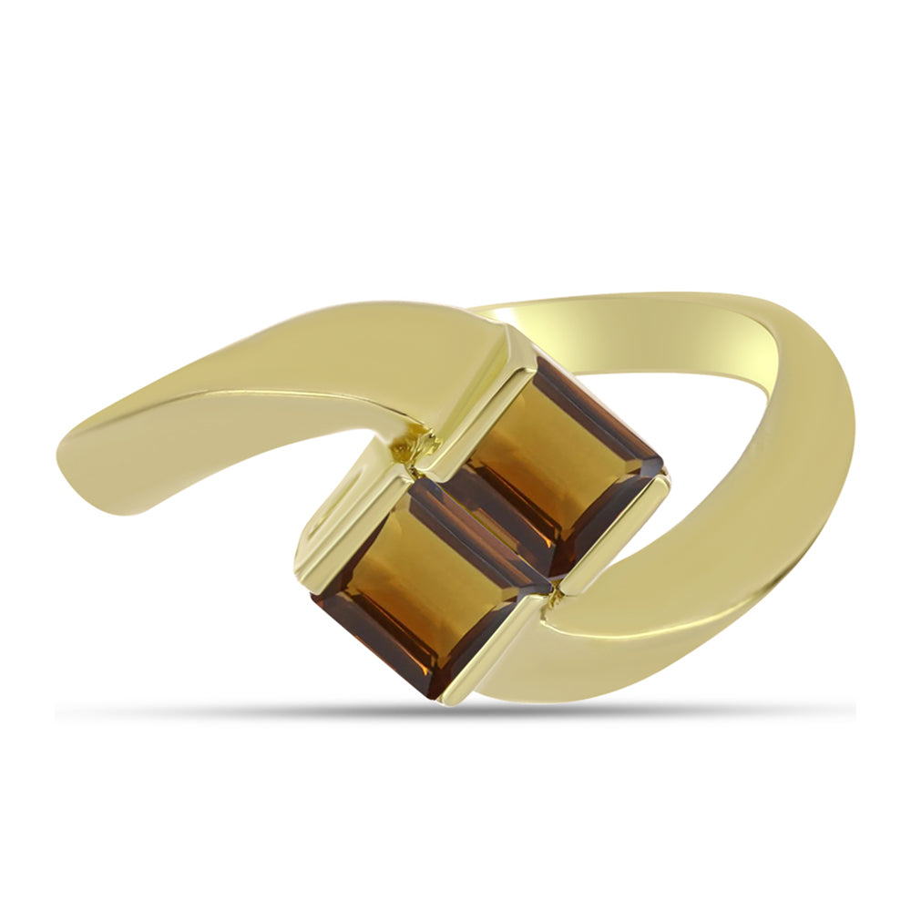 Goldplattierter Silberring mit Cognac-Quarz 1 