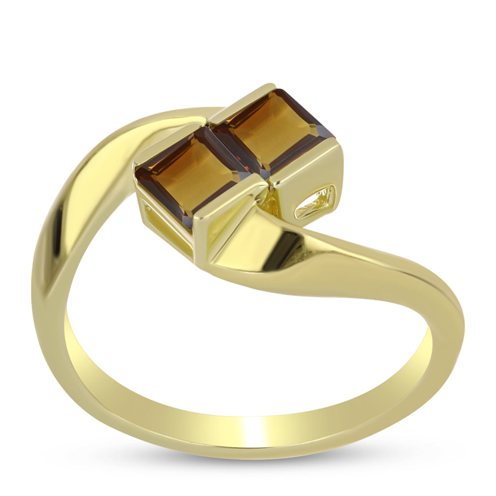 Goldplattierter Silberring mit Cognac-Quarz