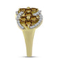 Goldplattierter Silberring mit Cognac-Quarz und weißem Topas