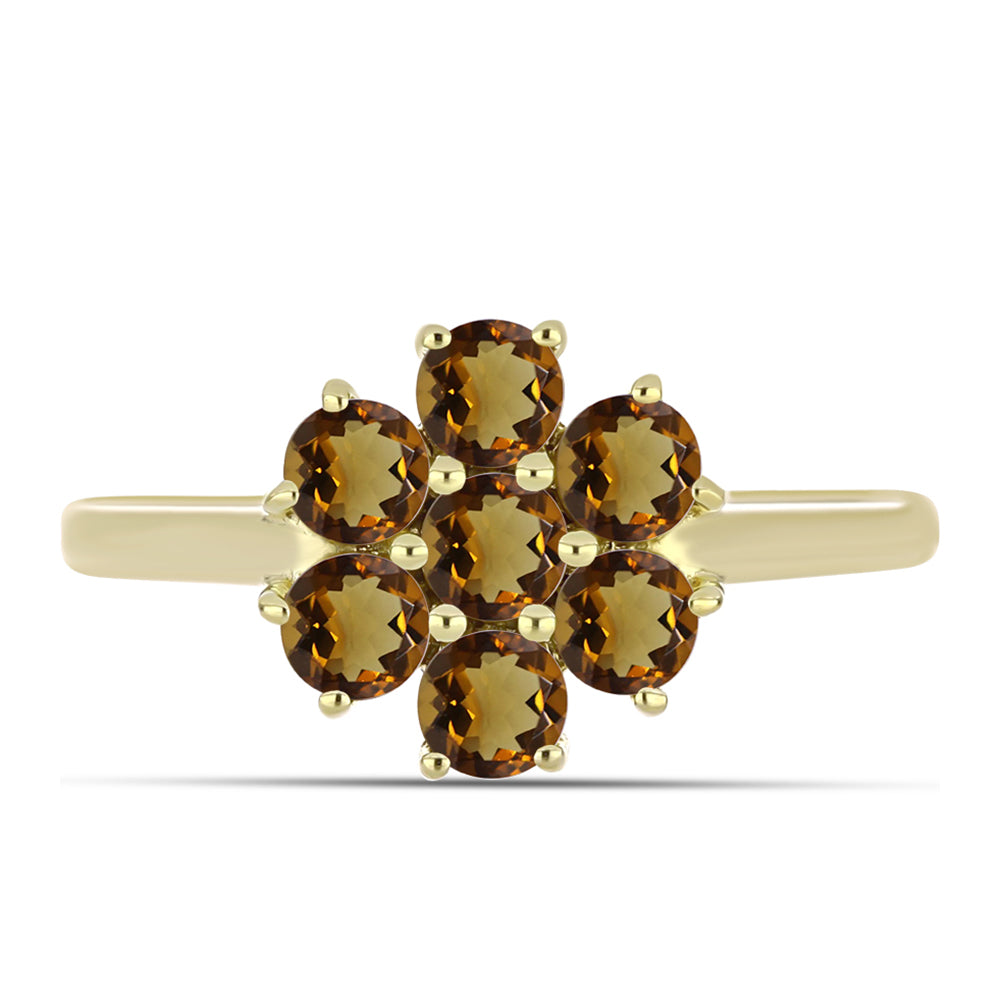 Goldplattierter Silberring mit Cognac-Quarz 1 