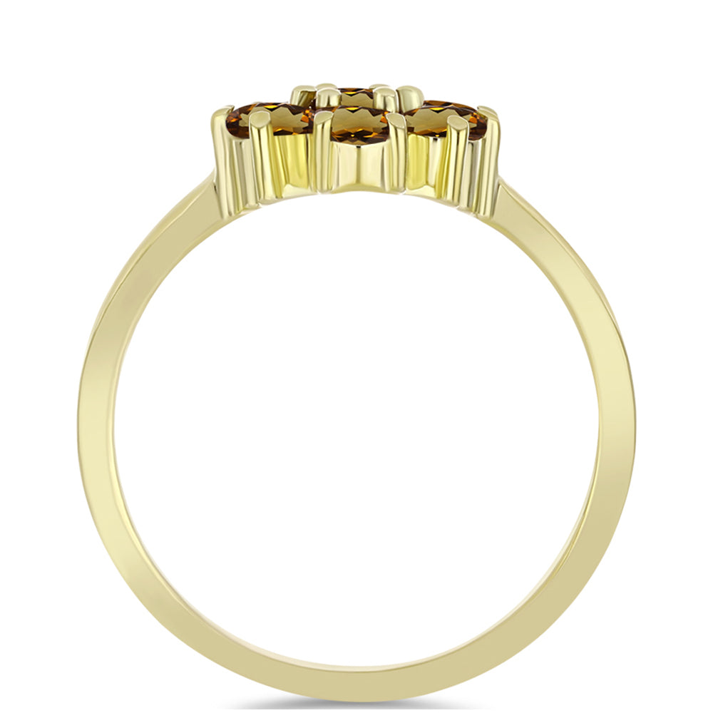 Goldplattierter Silberring mit Cognac-Quarz