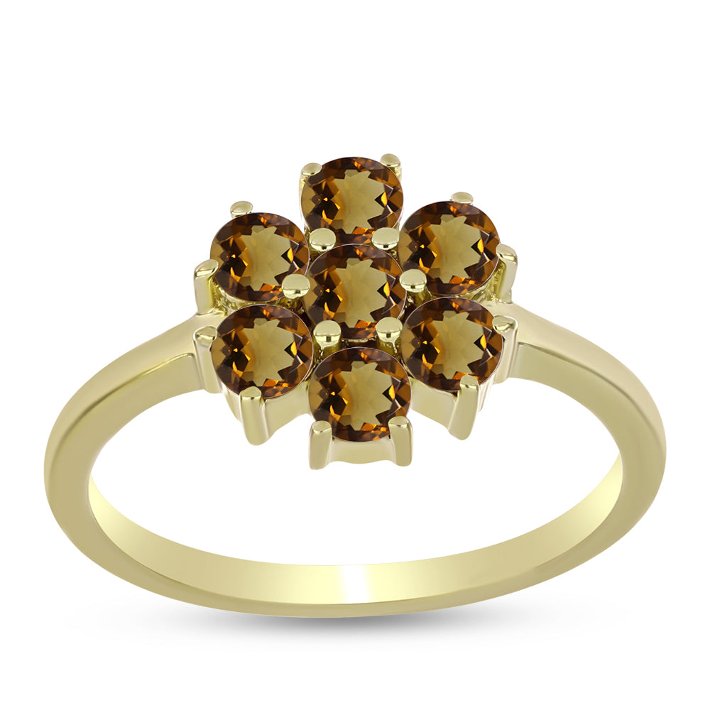 Goldplattierter Silberring mit Cognac-Quarz