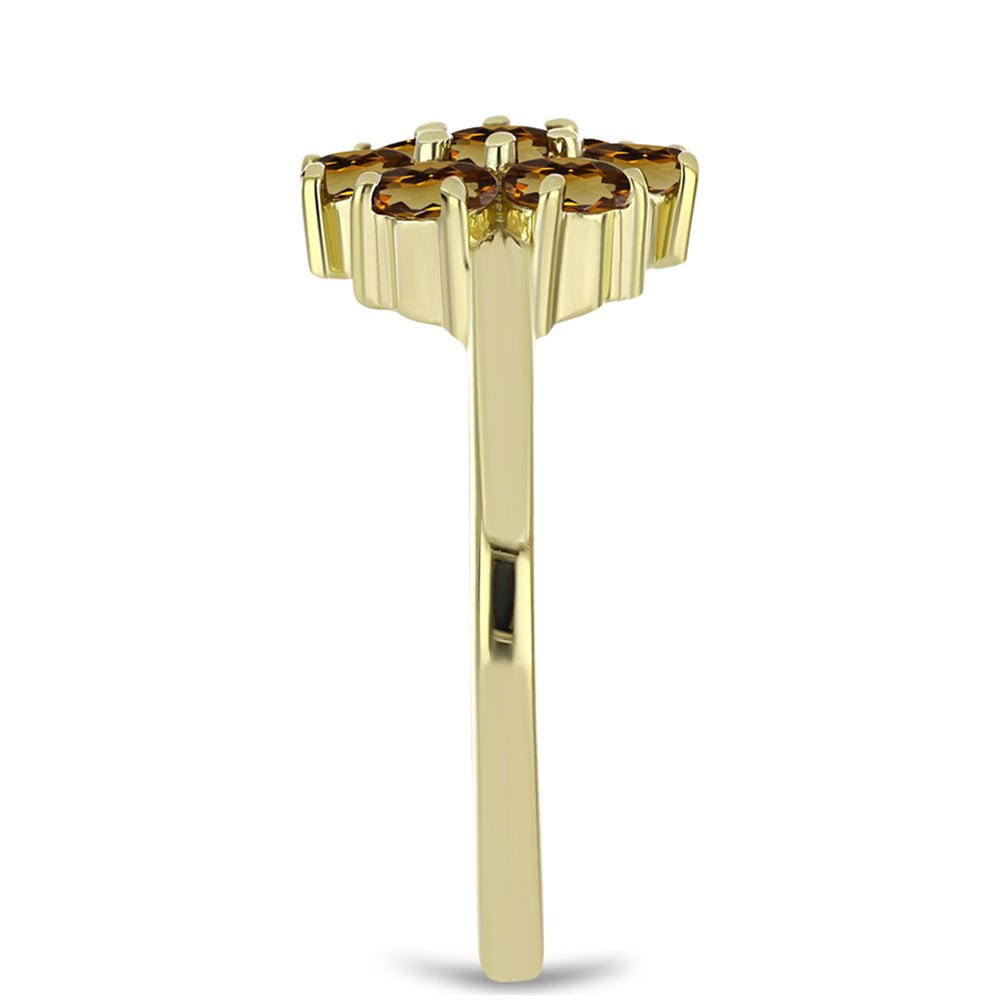 Goldplattierter Silberring mit Cognac-Quarz 4 