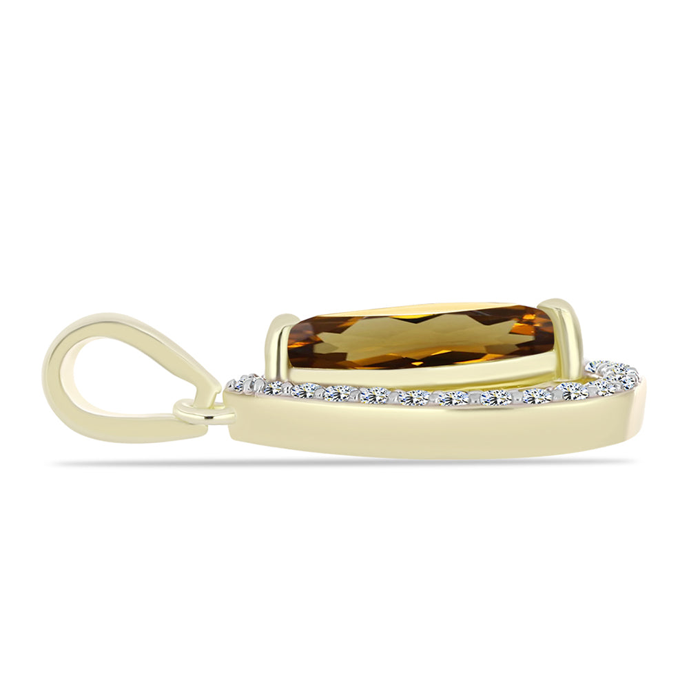 Goldplattierter Silberanhänger mit Cognac-Quarz und weißem Topas 2 