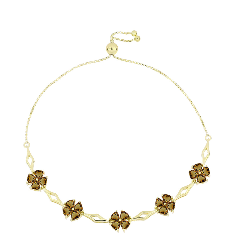 Goldplattiertes Silberarmband mit Cognac-Quarz