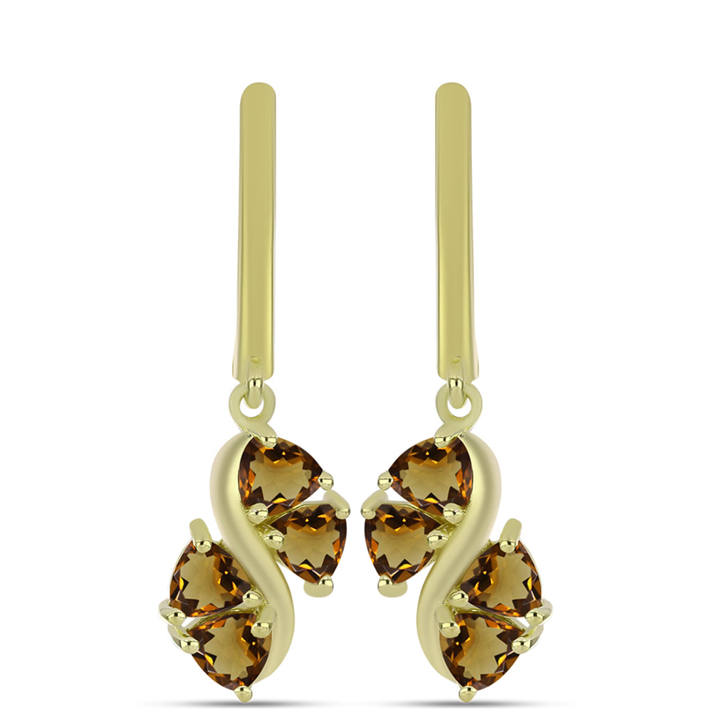 Goldplattierte Silberohrringe mit Cognac-Quarz 1 