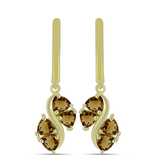 Goldplattierte Silberohrringe mit Cognac-Quarz