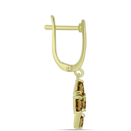 Goldplattierte Silberohrringe mit Cognac-Quarz