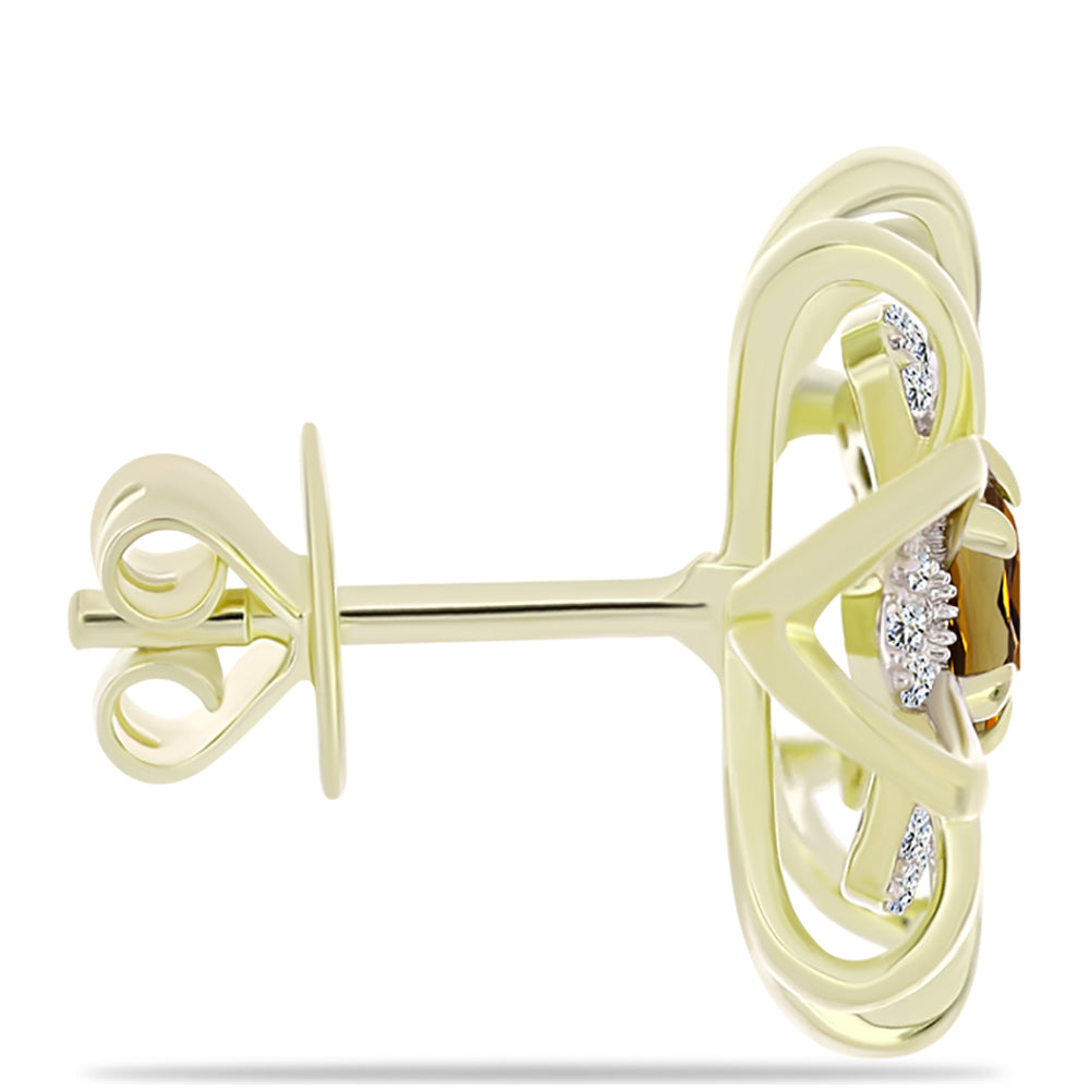 Goldplattierte Silberohrringe mit Cognac-Quarz und weißem Topas