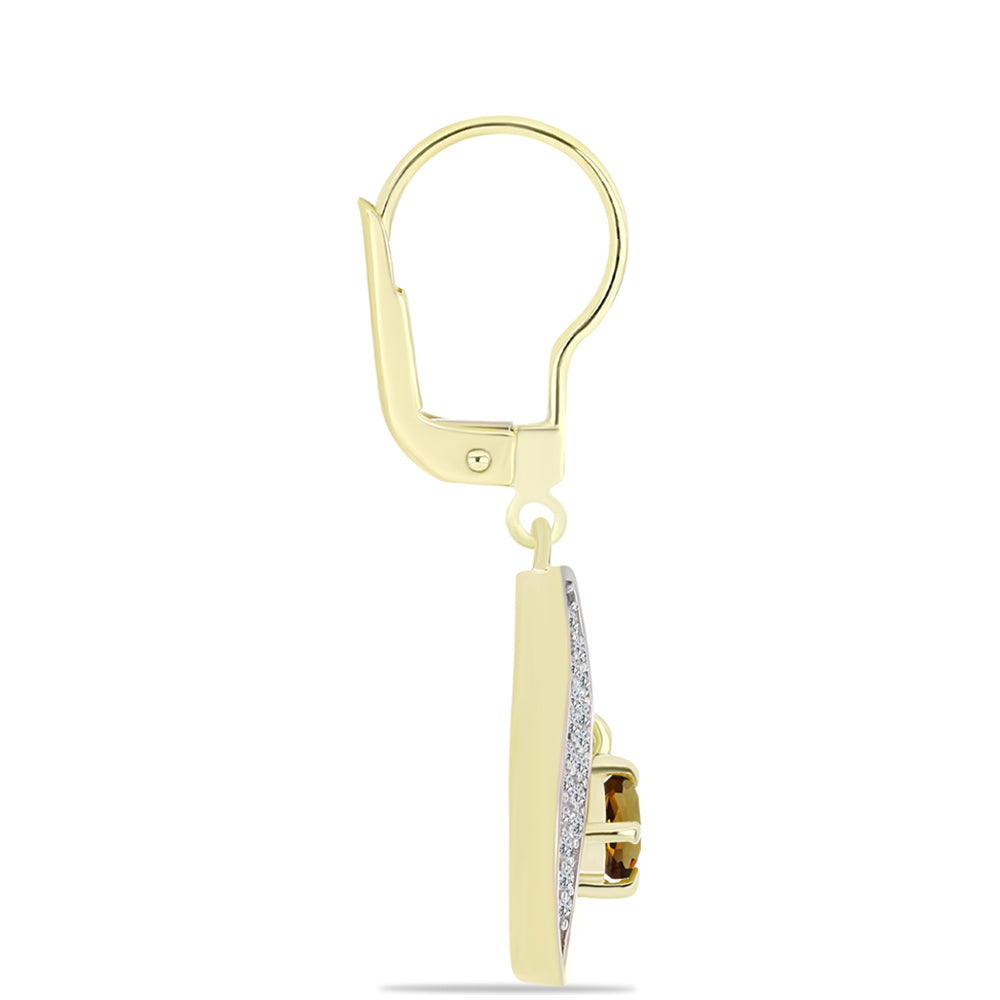 Goldplattierte Silberohrringe mit Cognac-Quarz und weißem Topas 2 