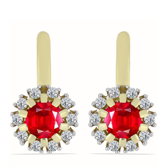 Goldplattierte Silberohrringe mit rotem Achat und weißem Topas