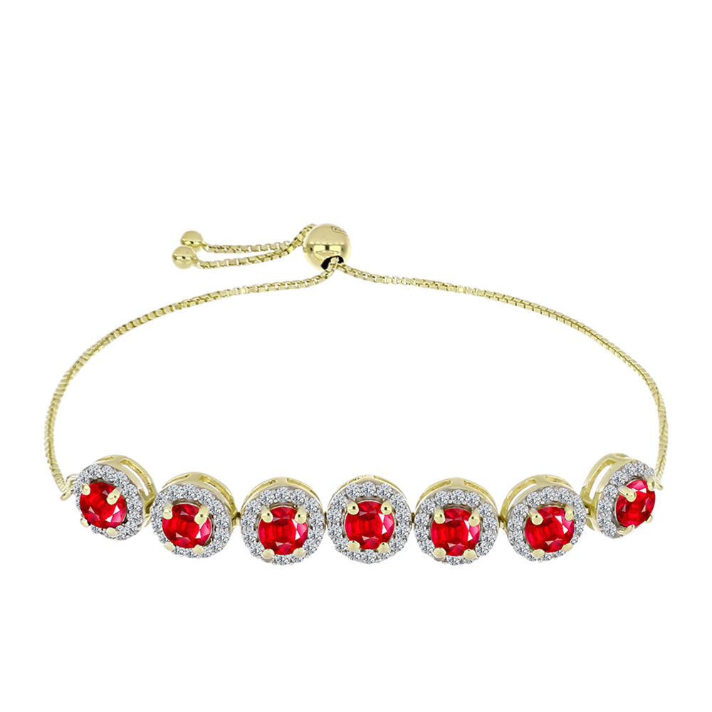 Goldplattiertes Silberarmband mit rotem Achat und weißem Topas 1 
