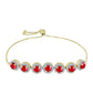 Goldplattiertes Silberarmband mit rotem Achat und weißem Topas