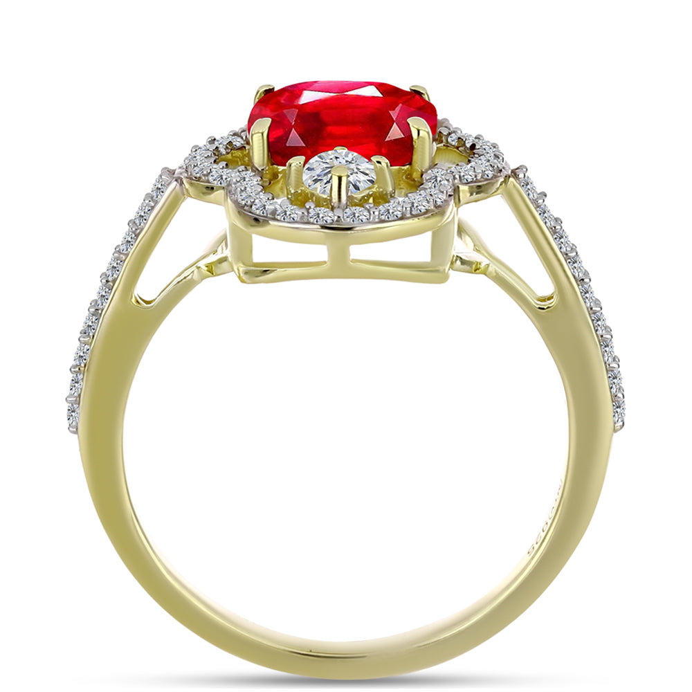 Goldplattierter Silberring mit rotem Achat und weißem Topas