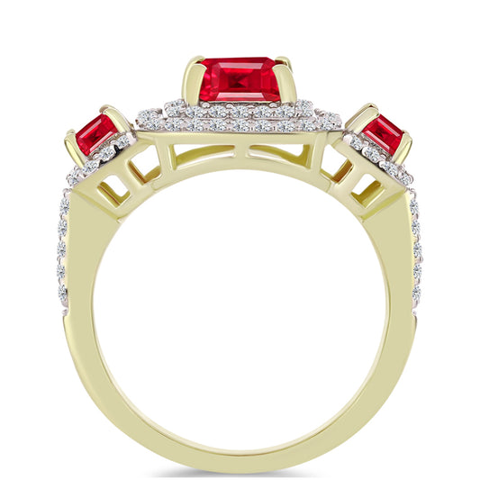 Goldplattierter Silberring mit rotem Achat und weißem Topas