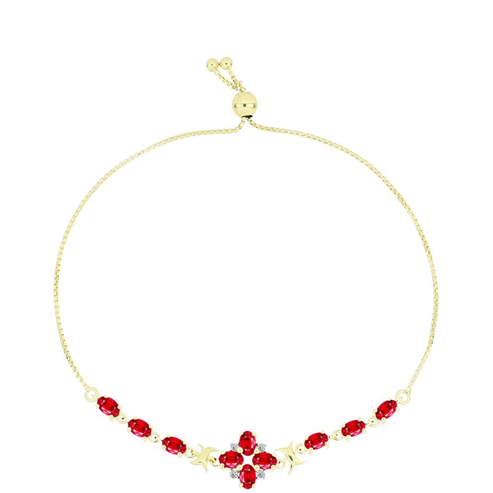 Goldplattiertes Silberarmband mit rotem Achat und weißem Topas