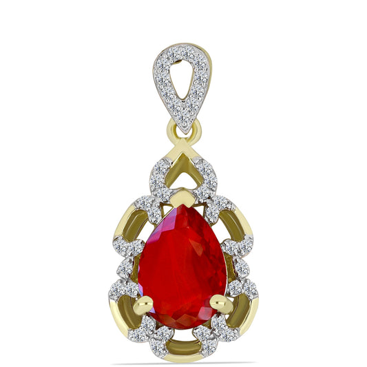 Goldplattierter Silberanhänger mit rotem Achat und weißem Topas