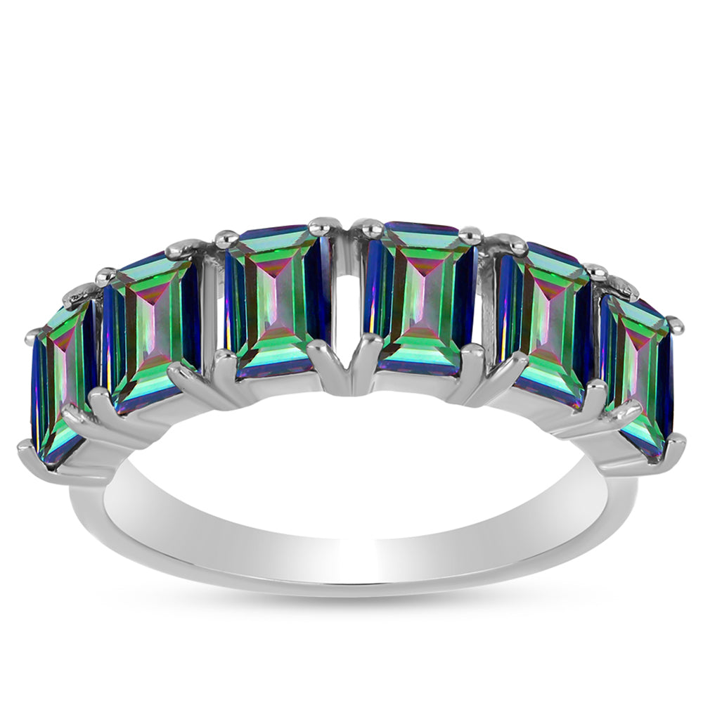 Silberring mit brasilianischem grünem mystischem Quarz