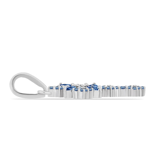 Silberanhänger mit Ozeanblauem Moissanit
