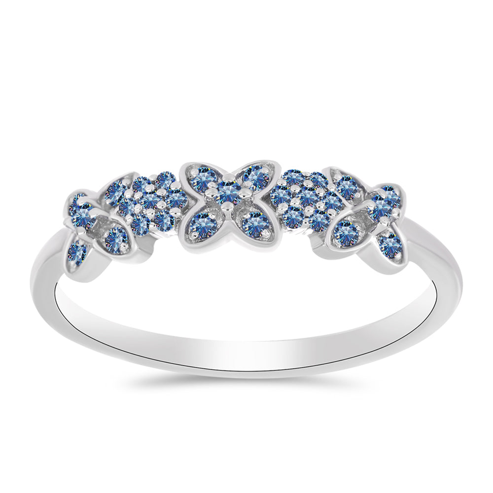 Silberring mit Ozeanblauem Moissanit 3 