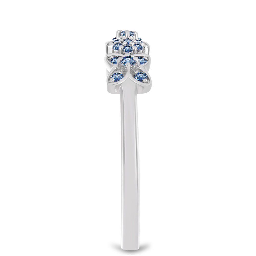 Silberring mit Ozeanblauem Moissanit