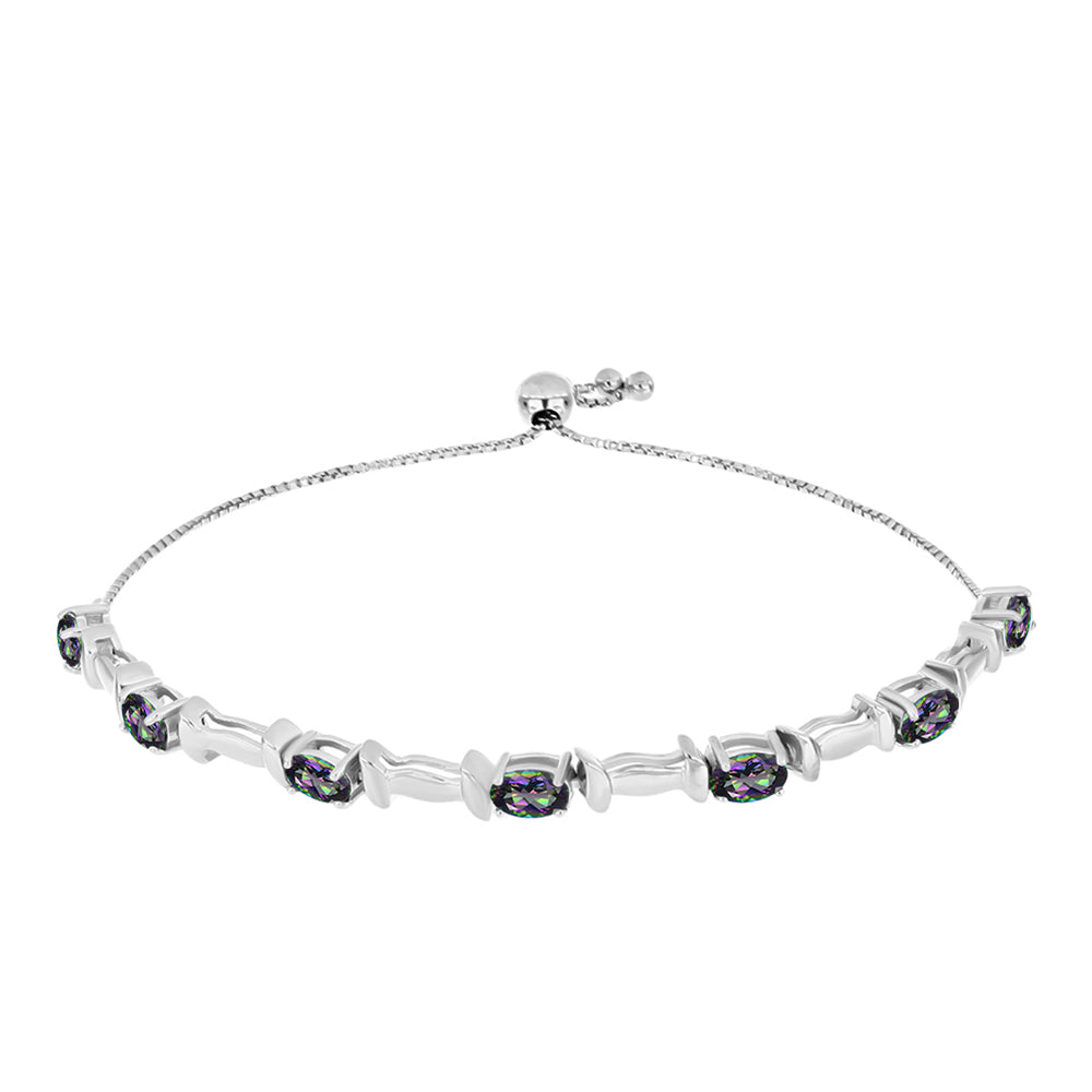 Silberarmband mit brasilianischem grünem mystischem Quarz 1 
