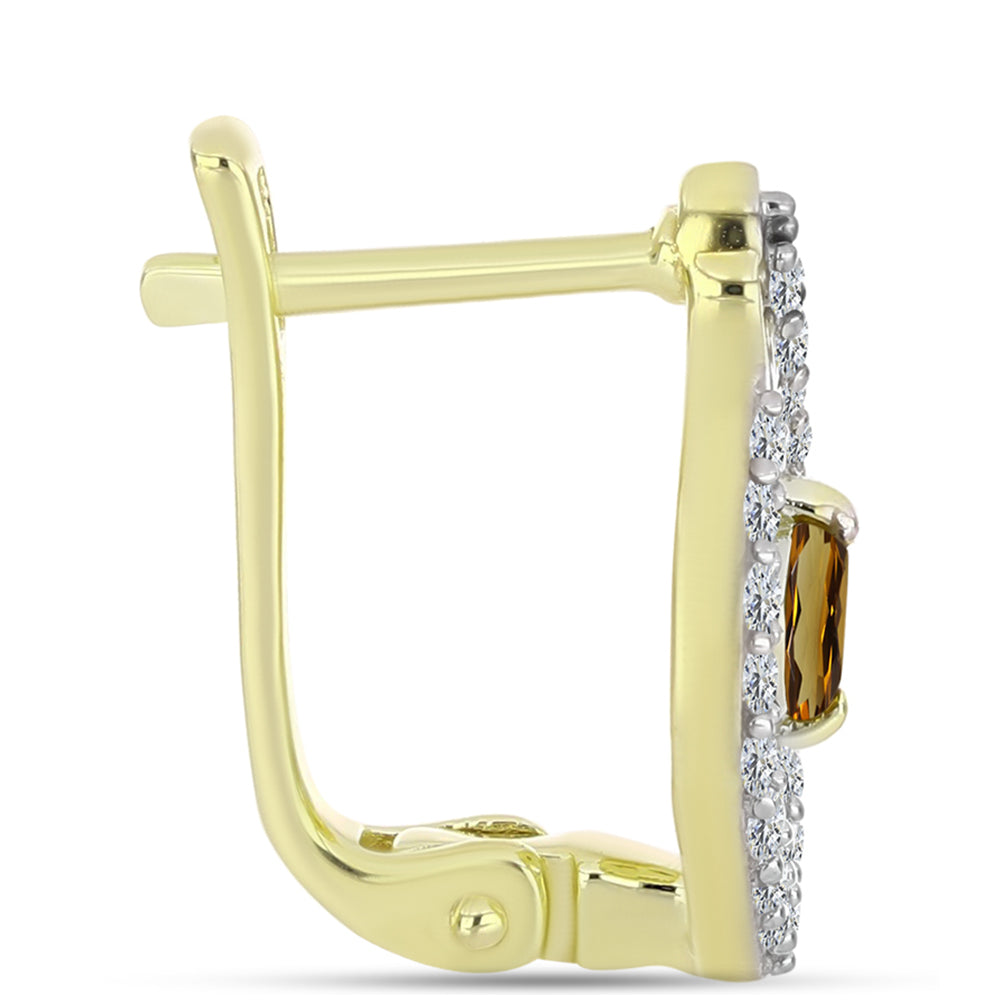 Goldplattierte Silberohrringe mit Cognac-Quarz und weißem Topas 2 