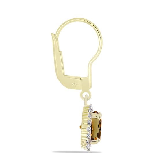 Goldplattierte Silberohrringe mit Cognac-Quarz und weißem Topas
