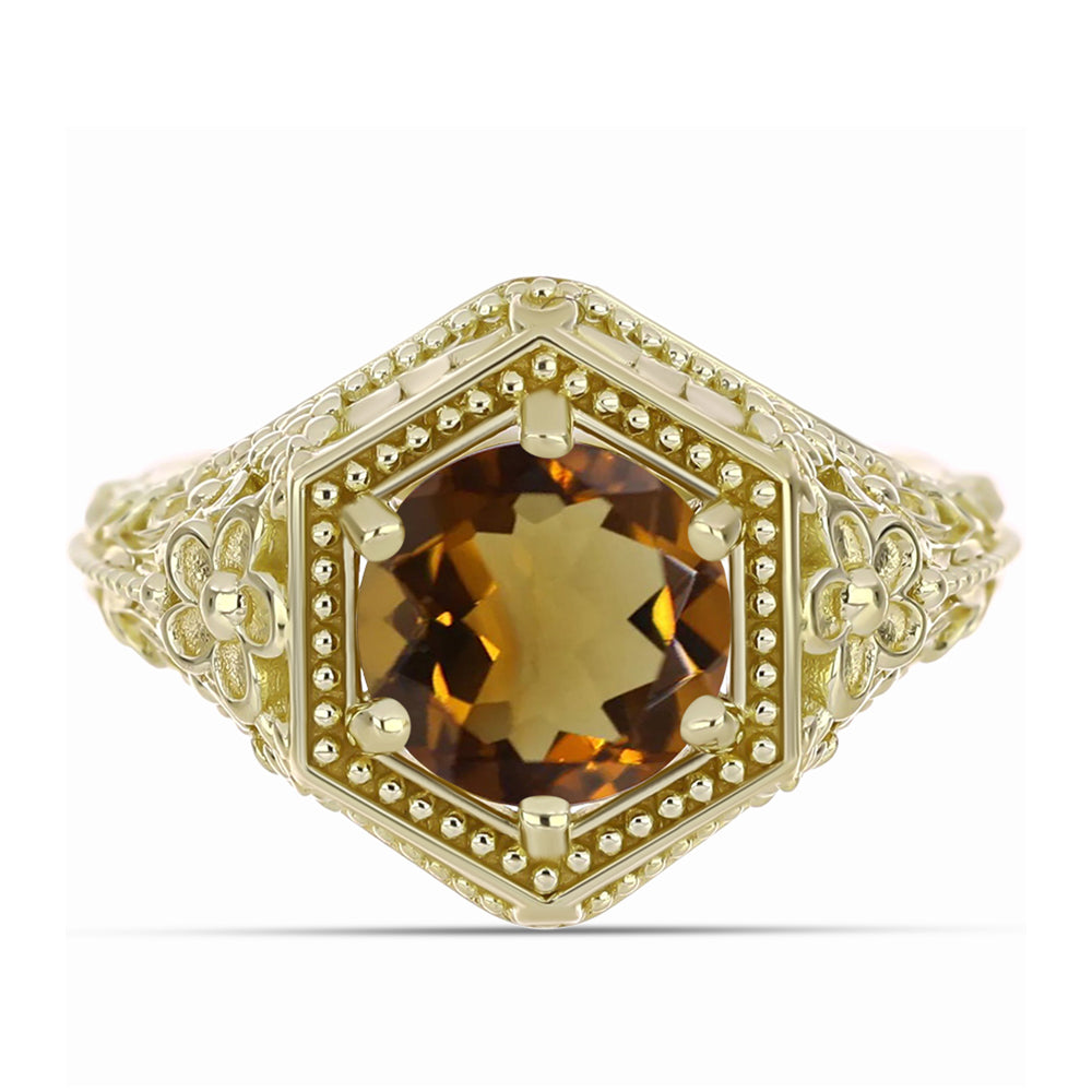 Goldplattierter Silberring mit Cognac-Quarz 1 